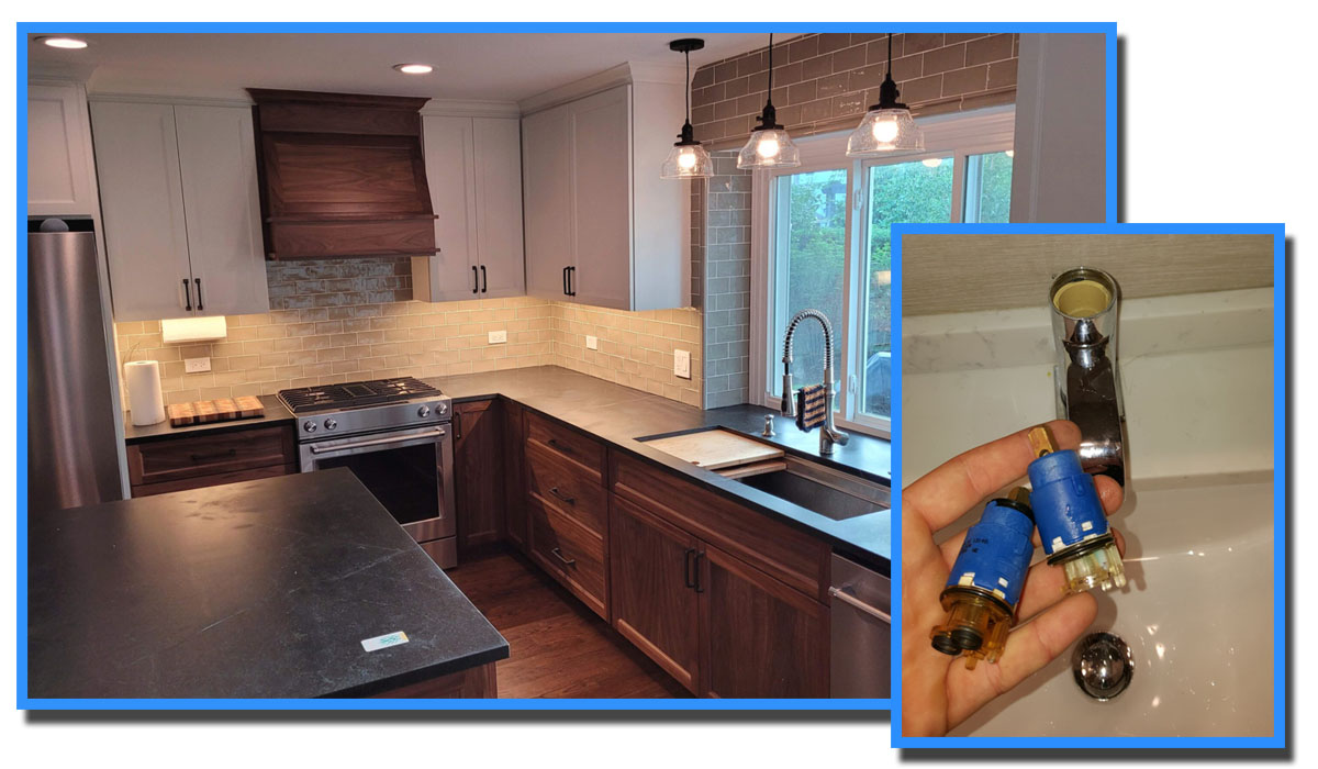 Grohe cartridges and a sink and a modern kitchen design.Find expert plumbers in Glen Ellyn.