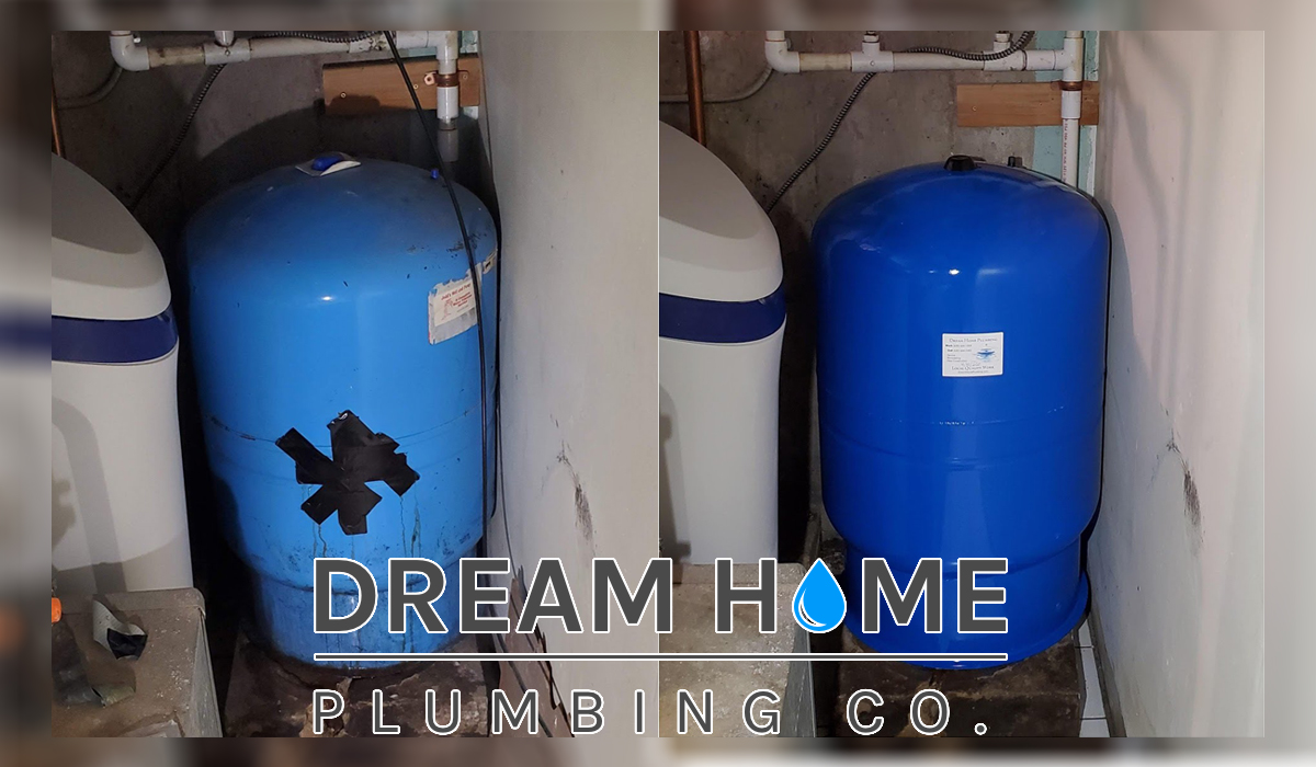 Before and after the repair of water pressure tank. Call experts to fix water pressure problems.