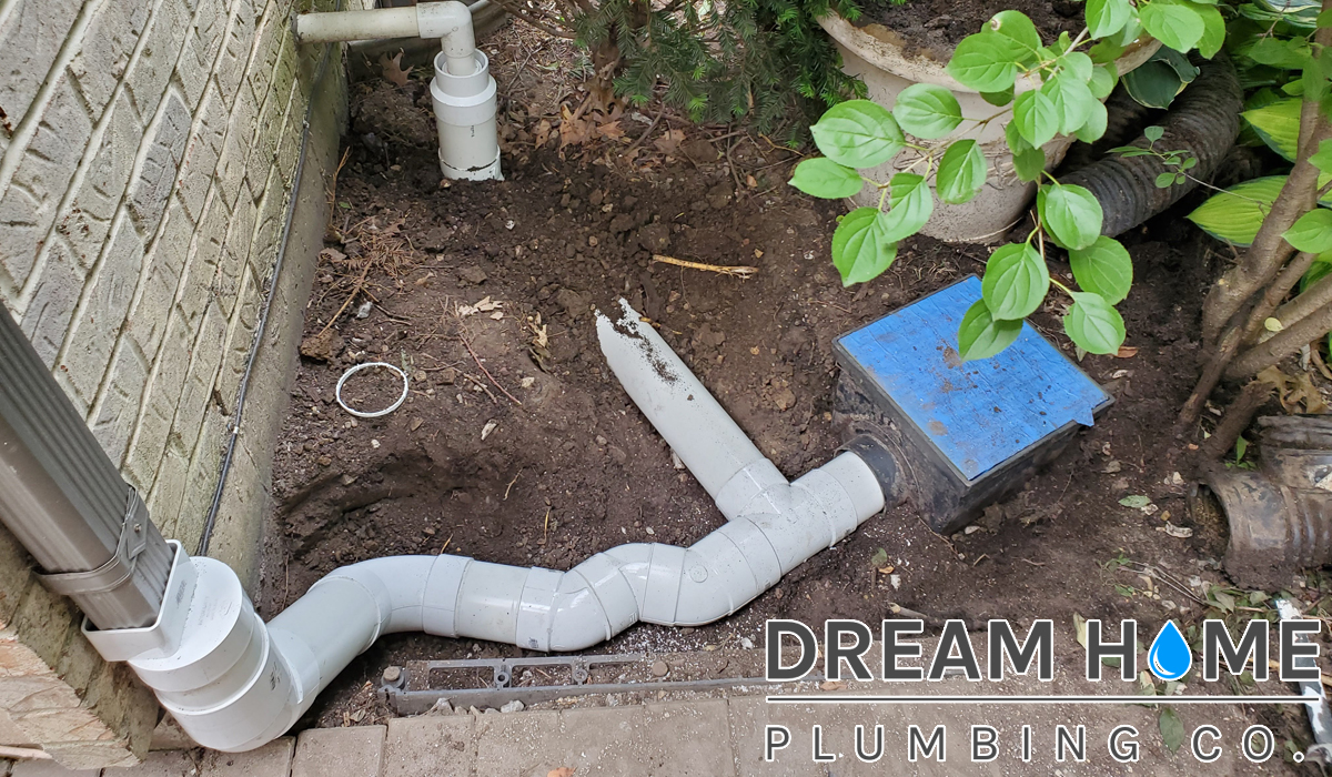 Storm drain mitigation system, outdoor plumbing in Glen Ellyn.